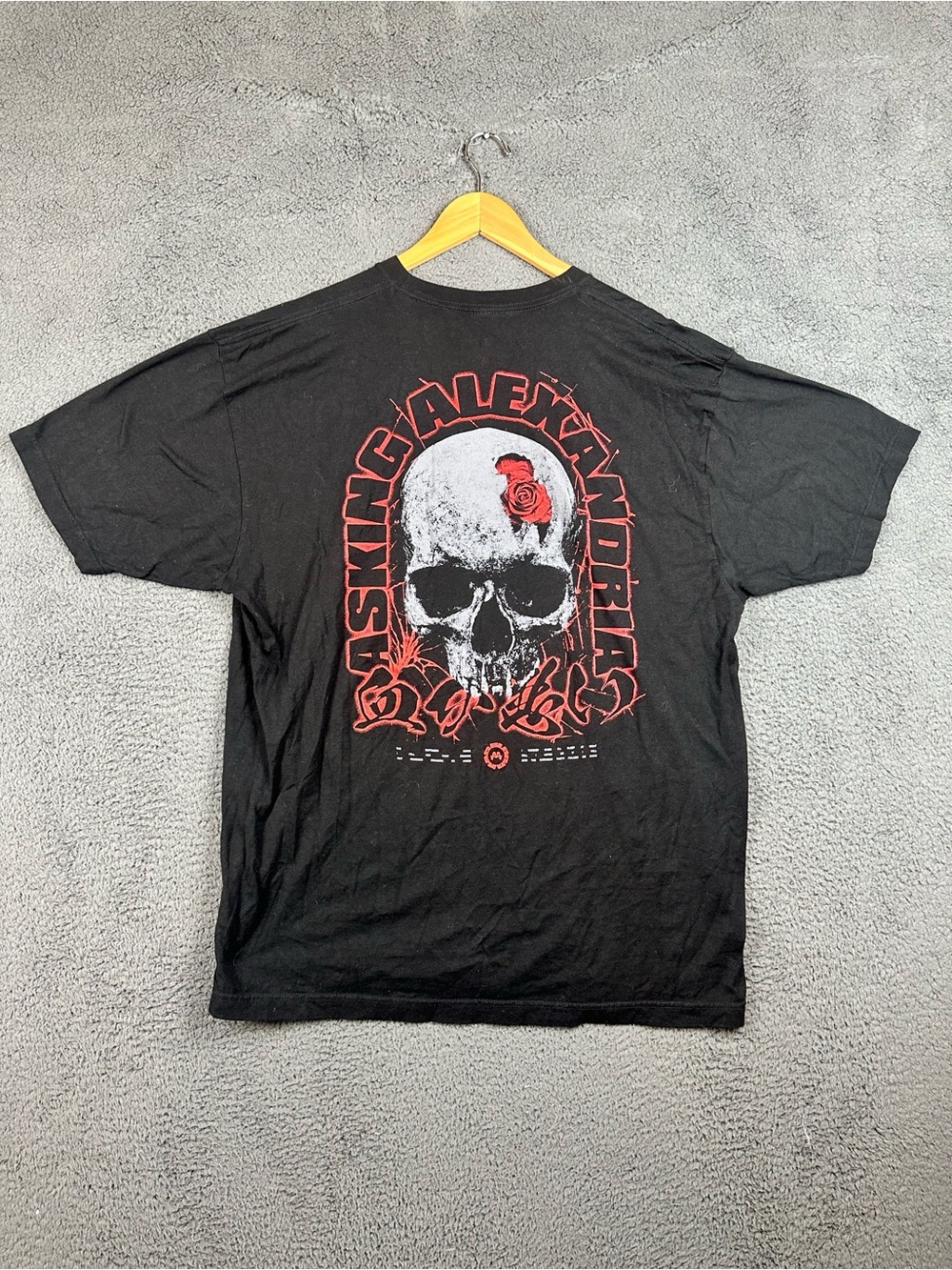 Asking Alexandria Skull Rose Graphic T-Shirt Mens XXL Black Short Sleeve Tee
